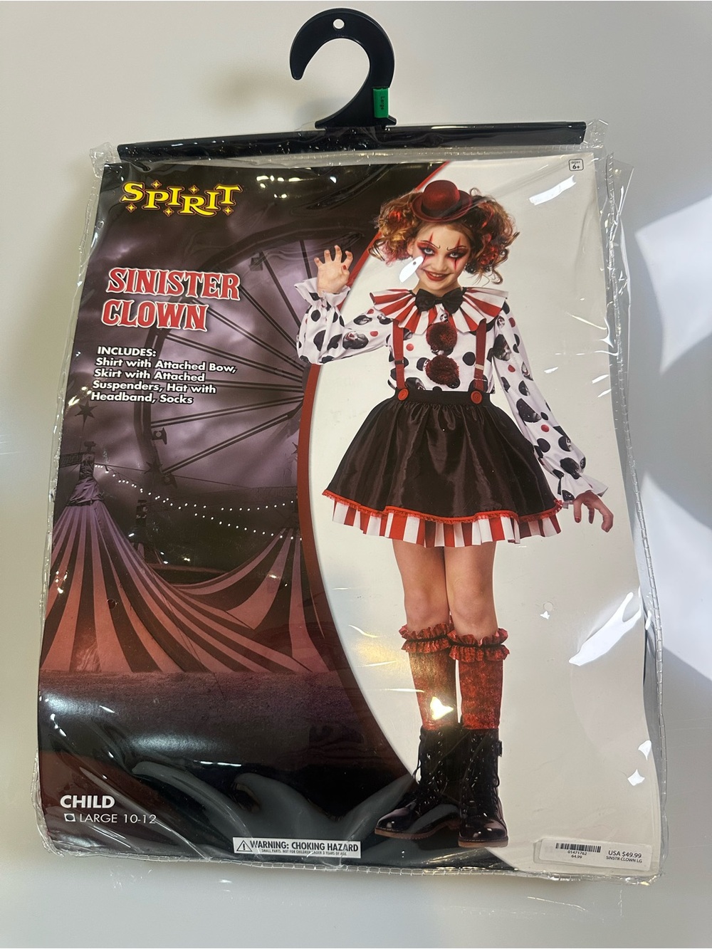 Spirit Sinister Clown Costume - Black, Red & White
